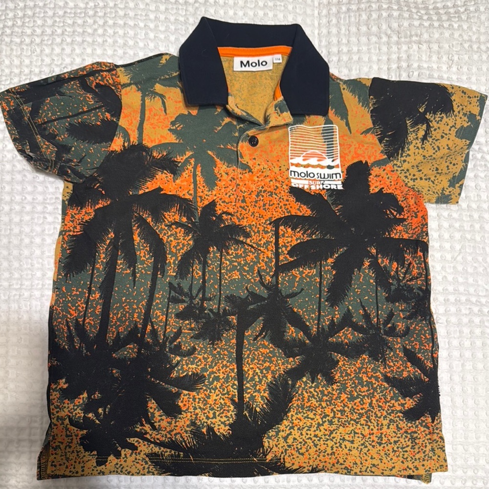 Molo Kids Tropical Orange and Black polo Shirt size 116 (6)
